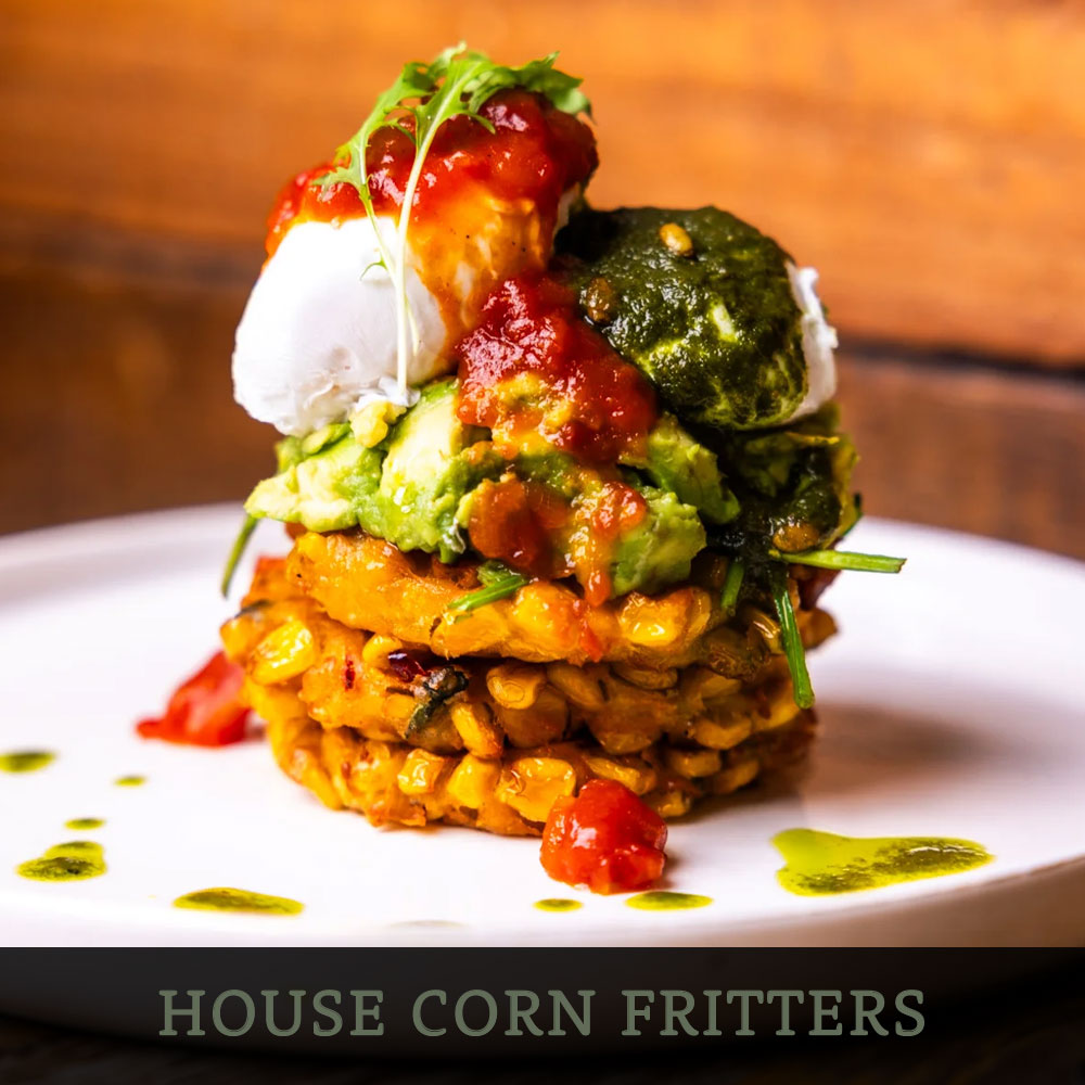 House Corn Fritters at Café Portico, Sydney