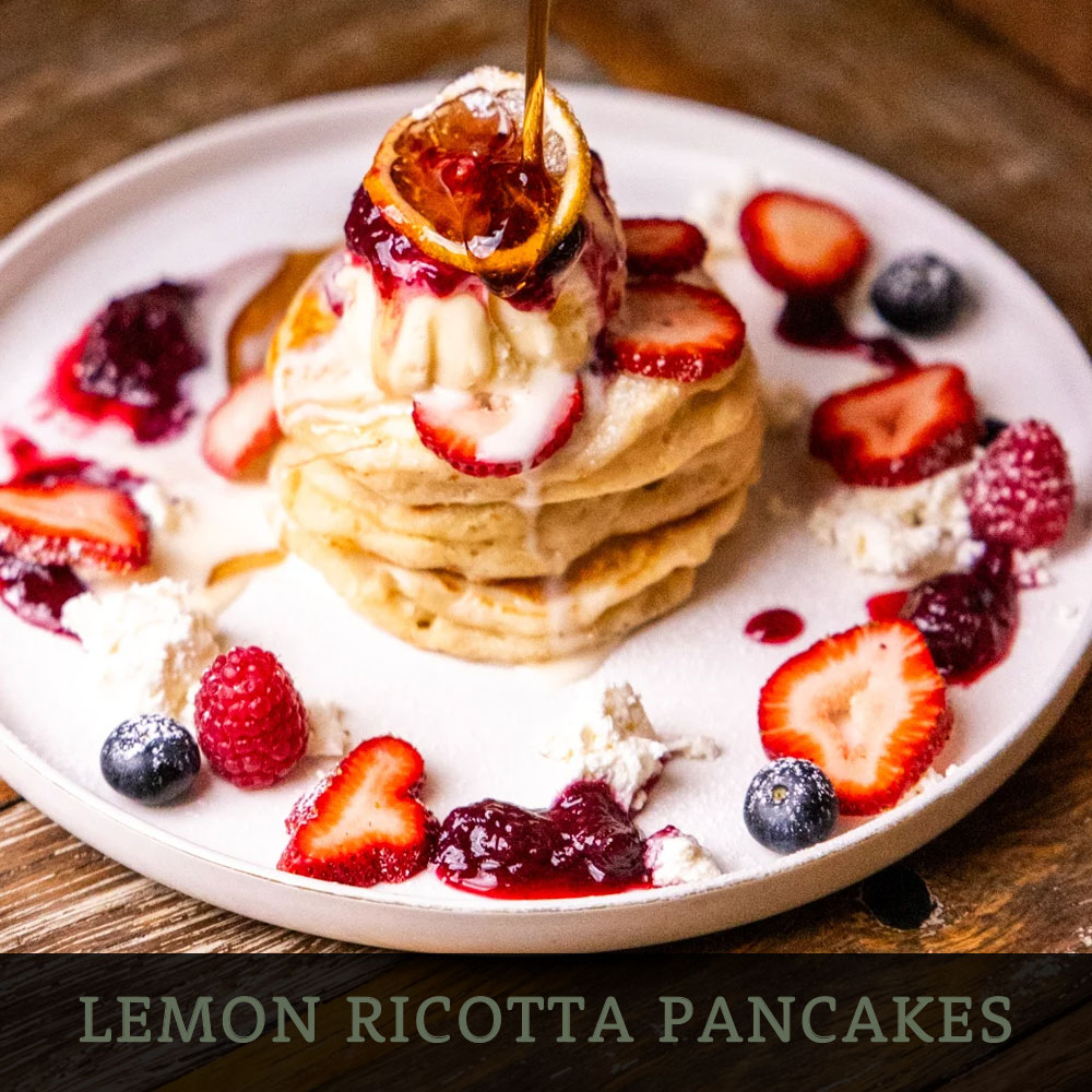 Lemon Ricotta Pancakes at Café Portico, Sydney
