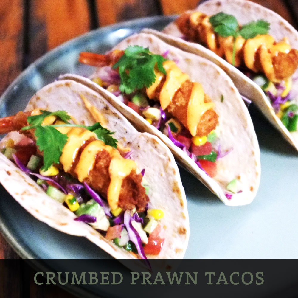 Crumbed Prawn Tacos at Café Portico, Sydney