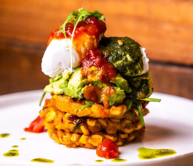 House Corn Fritters at Café Portico, Sydney